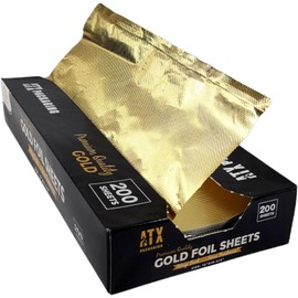 Premium Quality 12" x 10.75" Gold Interfolded Aluminum Foil Pop-Up Precut Sheets - Ideal for Storing, Grilling, Cooking Food - Aluminum Foil Wraps (1 Box of 200)