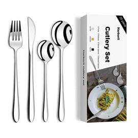 20 Pcs Silverware Set HARBORII Flatware Set Stainless Steel Utensils Set Mirror Polished Cutlery Set Including Forks Knife Spoons Dishwasher Safe