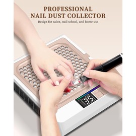 Nail Dust Collector Cordless, Quiet & 4 Upgraded Powerful Vacuum Dust Fans Adjustable Speed,80W Dust Suction Machine for Acrylic Gel Nail Polish Manicure Pedicure Tool at Home or Salon Nail Tech-White