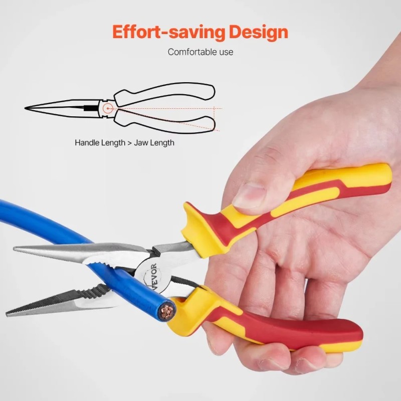 2-Piece Needle Nose Pliers, 8 in Long Needle Nose Plier
