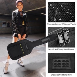 Bass Guitar Bag 7mm Padding Waterproof Electric Bass Case, Electric Bass Gig Bag Backpack with Neck Strap and Pockets