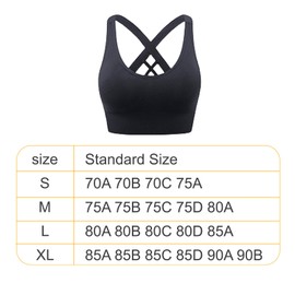 GWAWG Sports Bras for Women, Criss Cross Bra, Sports Bras Women hHigh Impact, Bras for Women Removable Pads (UK, Alpha, L, Regular, Regular, Black)