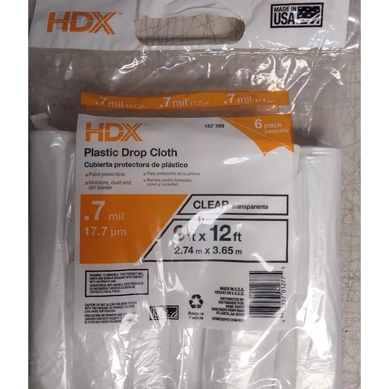 HDX NEW! HDX 9 ft. x 12 ft. Clear Plastic