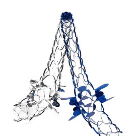 2 Pk Foil Garland Flower - Christmas Hanging Decoration Wall Ceiling Xmas Deco (Royal Blue & Silver)
