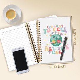 WARDOS It's Okay to Feel All the Feels Mental Health Notebook Journal 5.5x8.3, Emotions Planet Therapy Journaling Notebook for Women Teens, Guided Journal for Mental Health, Psychology Gifts