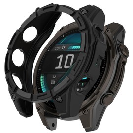 MiKoyi Case Cover Compatible for Garmin Fenix 8 43mm Watch Case, Fenix 8 Accessories Anti-Scratch Bumper Frame Soft TPU Watch Cover Protective Case for Garmin Fenix 8 43mm (Black)