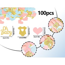 KAPSING Pack of 100 Oh Baby Confetti Decoration, Gender Reveal Party Decoration, Baby Shower Table Decoration, Napkins Confetti Accessories, for Baby Birthday Party Decorations, Gender Reveal Party
