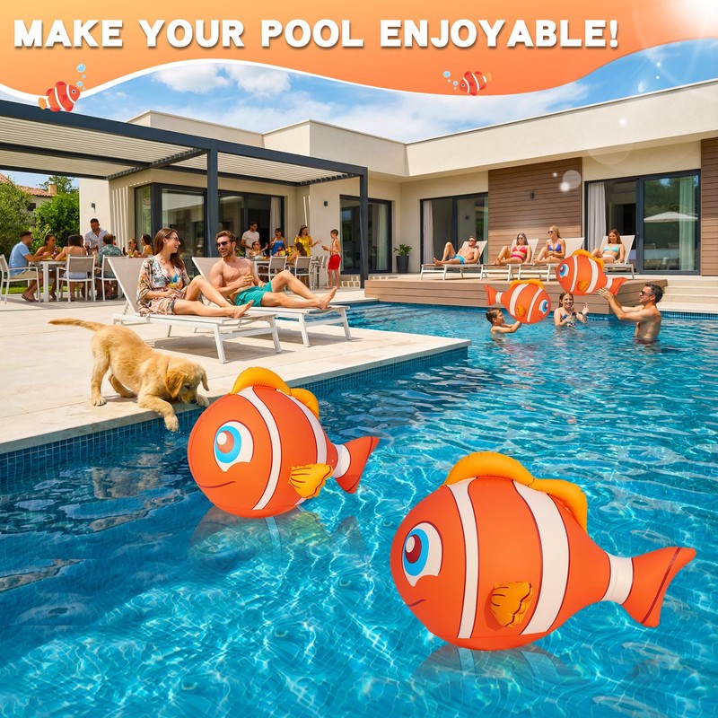 Cootway Floating Pool Lights Solar Powered, 16'' Inflatable Waterproof Clownfish