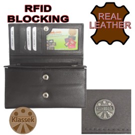 Klassek Sprollie Womans Brown Purse Dog Lover Owner Brand Image on Real Animal Leather RFID Puppy Accessory Gift