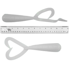 2pcs White 9" Scampi Soft Heavy Lure 3oz Each 12" (with Tail Extended) Twin Tail Perch Fatty Grub with a pre-hole