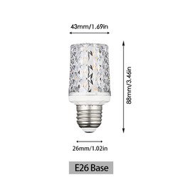 E26 LED Bulbs,Modern Craft Crystal lamp,3000K Warm Light 18W LED Light Bulbs Equivalent 100W, 360° Beam Angle,AC 85-265V, Edison Screw SES LED Corn Lamp, Not Dimmable(4 Pack)