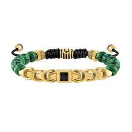 Bulova Link Malachite and Black Spinel Beaded Bolo Bracelet