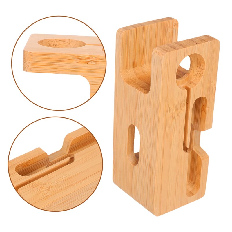 TEHAUX Bamboo Wood Charging Station Desk Organizer Cell Phone Docking