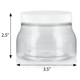 (12 pack) 8 oz Clear PET Plastic Tuscany Jar with White Smooth Lid