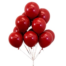 AnnoDeel 50pcs 10inch Red Ruby Latex Balloons, Red Round thick Ruby Double Latex Balloons for Love Bride Wedding Valentine Day Party Decoration Supply