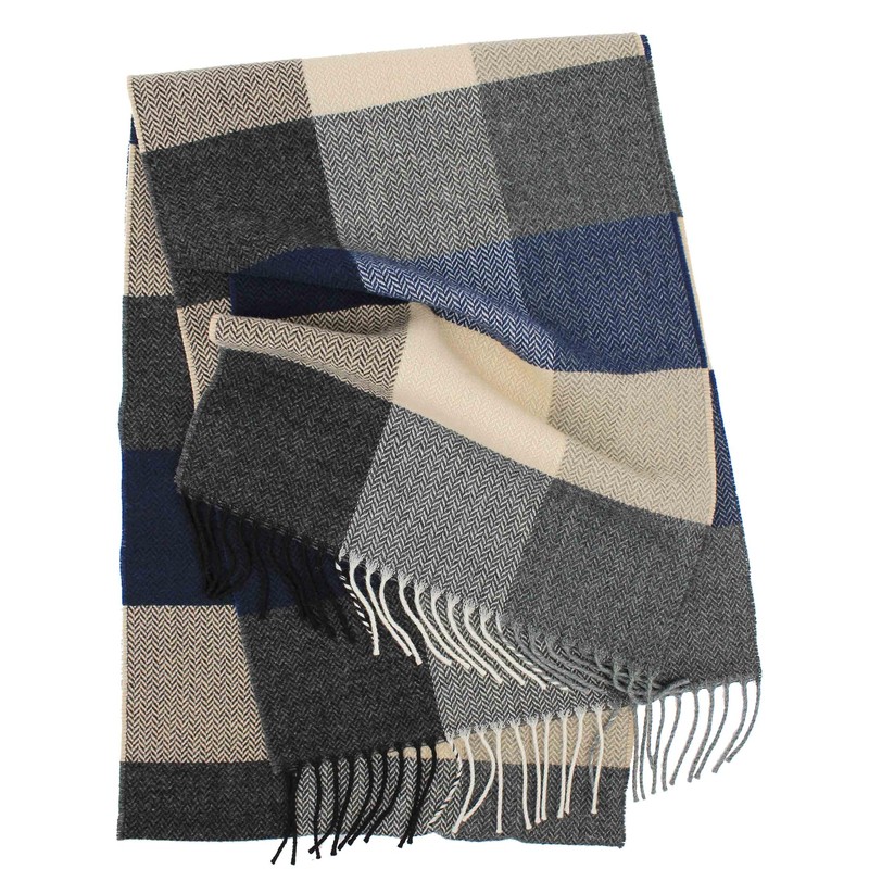 Wool Scarf Men's Winter Scarf Warm & Soft Wool Checked