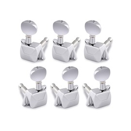 Rubatone Guitar String Tuning Pegs Semiclosed Machine Heads Tuners Tuning Keys Oval Button 3 Left 3 Right for Electric Guitar or Acoustic Guitar Chrome.