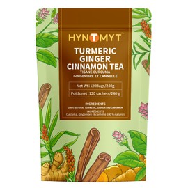 HYNTMYT Turmeric Ginger Cinnamon Tea Bags, Herbal Blend of Turmeric & Ginger Root & Cinnamon, Light Spicy & Sweet Flavor, Caffeine Free, 120 Count