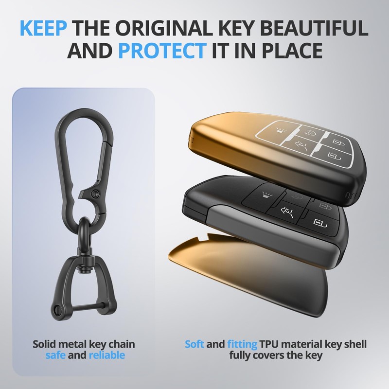 2Pack For Chevy Key Fob Cover With Keychain. TPU Soft