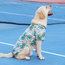 LHYZ PARK Hawaiian Beach Print Pet Dog Cat T-Shirts Cute for Small to Medium Dog Cats Cool Summer Vest Camp Shirt Clothes (Pomegranate Flowers, 4XL)