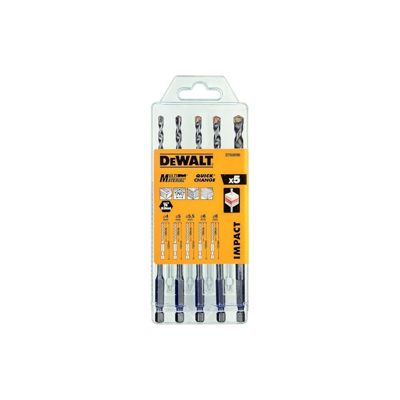 Dewalt multi-purpose drill bit, set of 5 pieces DT60099-QZ shock-proof,