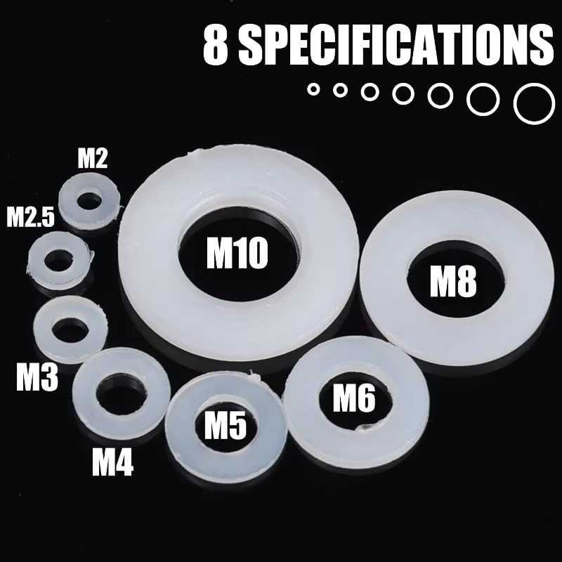 ShaYuLaLa M2-M10 500 Pcs Nylon Flat Washer Set with Plastic