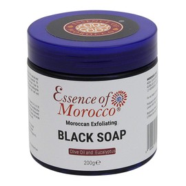 Moroccan Hammam Gift Set: Exfoliating Kessa Glove Mitt, Natural Eucalyptus and Olive Oil Black Soap Scrub Savon Noir, Rhassoul Clay Powder. Helps Deep Cleanse Skin Remove Fake Tan and Ingrown Hair