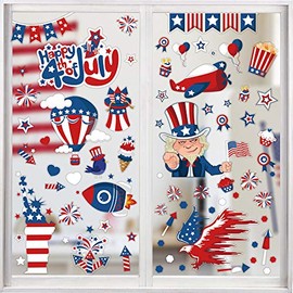 CCINEE 4th of July Window Cling,Patriotic Window Sticker USA Independence Day Decal for Home Vehicles Decoration,100PCS