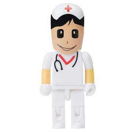 64GB Cartoon Nurse Model USB Flash Drive USB 2.0 Memory Stick for External Data Storage, White