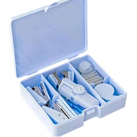 HannaFires 8PCS Office Supplies Kit - Set for Convenient and Efficient Office Work, Gift for Office, Mini Size for Portability, Student, Teacher, School, Back to School, Hole Punch, Portable Stap