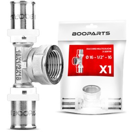 BOOPARTS Multilayer Connector, 16-1/2" F (15-21) - 16A Crimping Contour TH - Multilayer T for Crimping - Multi-Layer Pipe Connector