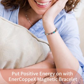 EnerCoppeX Copper Magnetic Bracelets for Women with Strong Magnets Inlaid with Five Different Turquoise Colors Cuff Bangle 99.99% Pure Solid Copper Jewelry Gift