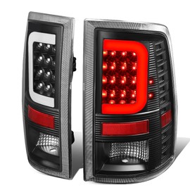 Auto Dynasty ﻿Rear Tail Lights Compatible with 2009-2017 Dodge Ram 1500 2500 3500, Driver and Passenger Side 3D LED C-Style Light Bar Brake Lamps, Black Housing Clear Lens