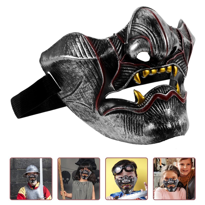 FRCOLOR Half Mask, Halloween Cosplay, Tendog, Devil, Scary, Masquerade, Costume,