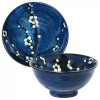 Made in Japan SET of 2 Japanese 6.25"D Rice Soup Noodle Bowl Blue Cherry Blossom Made in Japan