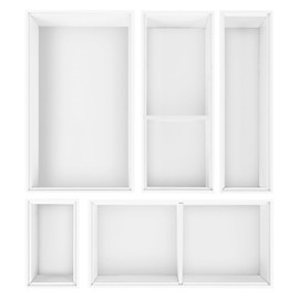 Bxngjuj Bamboo Drawer Organizer,5 PCS Silverware Organizer & Kitchen Organizers and Storage,Utensil Drawer Organizer With Removable Dividers for Kitchen,Utensils,Bathroom,Office,Makeup(White)