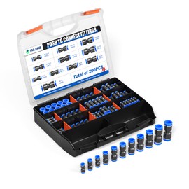 200 pcs Straight Push Connectors Plastic Quick Release Connectors Air Line Fittings for 1/8 5/32 1/4 5/16 3/8 1/2 4MM 6MM 8MM 10MM 12MM Tube (2 Way)
