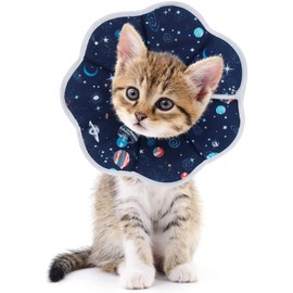 KIKNIN Cat Cone Soft Cat Recovery Collar, Protective Adjustable Pet Cone for After Surgery, Waterproof Comfortable Lightweight Elizabethan Collar for Kitten, Prevent from Licking Wounds(S)