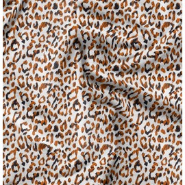Soimoi Orange Cotton Jersey Fabric Leopard Animal Skin Print Sewing Fabric BTY 58 Inch Wide
