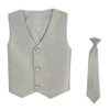 Vest and Clip On Boy Necktie set - SILVER -