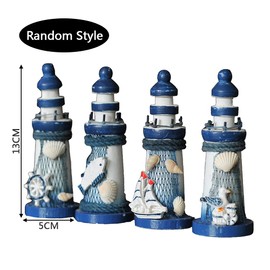 NA Wooden Lighthouse Ornament Home Decor Decorative Accessories for Home Bedroom Office Desktop Crafts (Random Style)