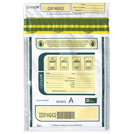 CONTROLTEK SafeLOK Tamper Evident White Cash Deposit Bags - Handle Cash, Currency and Valuables Securely with VPC Blended Film, Tear-Off Receipt, Large Barcodes - 9"x12" Size - Pack of 500 bags