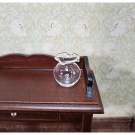 Unbranded Dollhouse Fish Bowl Fluted Rim Clear Empty Glass Large 1:12 Scale Miniature