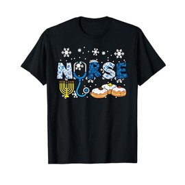 Hanukkah Nurse Chanukah Nursing Scrub Top Jewish RN Women T-Shirt