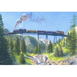 Bella Terra Georgetown Loop Railroad Bridge Colorado Shay Steam Locomotive Art Notecards - Set of 6