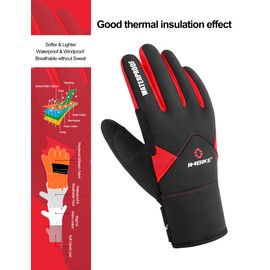 INBIKE Winter Cycling Gloves Waterproof Touch Screen Bike Gloves Termal Padded Gel Gloves for Cold Weather Red Large