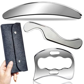 Robulove 3 in 1 Muscle Scraper Stainless Steel Gua Sha Massage Tool, IASTM Tool,Muscle and Soft Tissue Scraper for Physical Therapy(3pcs)