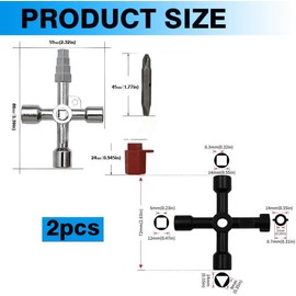 Changbloom 2 Pcs Multifunctional 4 Way Sillcock Key Wrench Set, Multi-functional Utilities Water Key, Fits Most Sillcock, Stopcock, Water Spigots, Wall-hydrant, Control Cabinet and Valves
