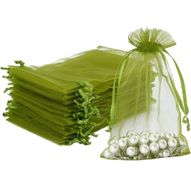 FAVORTALK Small Gift Bags - 50pcs Assorted Drawstring Bags for Christmas, Birthday, Holiday Parties - Olive-green