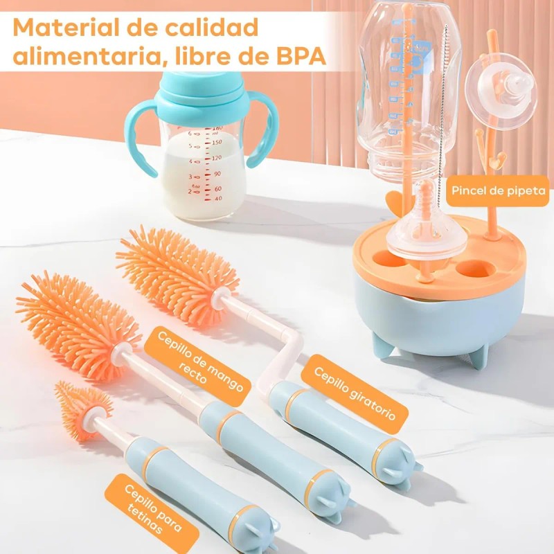 Cepillos Limpieza Lava Botellas Termos Biberones Cilindros Rosa